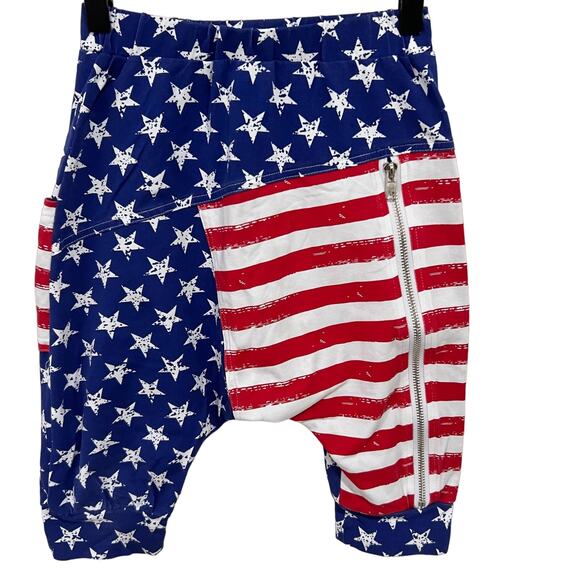 Posh Kiddos American Flag Harem Shorts Size 9 Red White & Blue - Picture 1 of 6